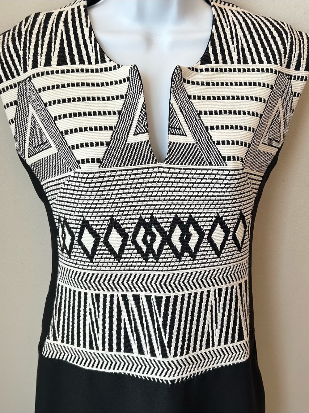 🇨🇦 MELISSA NEPTON Dress Black & Ivory Geometric Office Siren Corporate Girlie XS - Picture 3 of 11